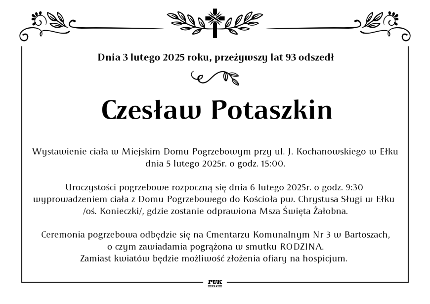 Czesław Potaszkin - nekrolog